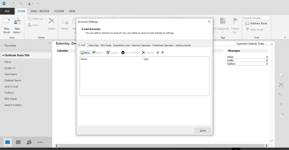 Adding Gmail account in Outlook