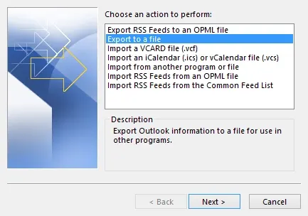 export to a file option