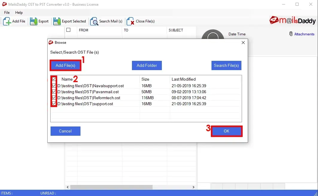 Selecting OST file in SysCurve OST Converter