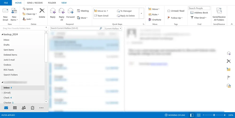Accessing File menu in MS Outlook