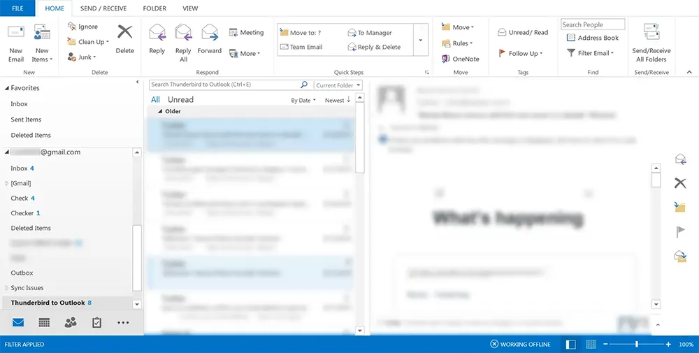 MS Outlook interface