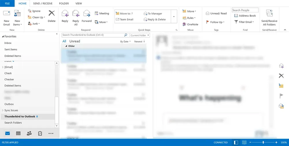 Selected folder in Outlook