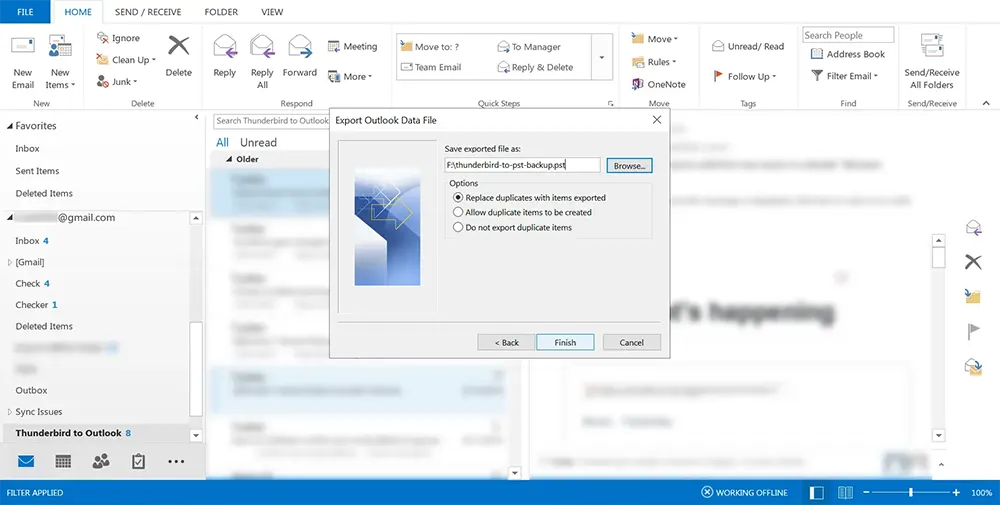 Setting PST save location in Outlook